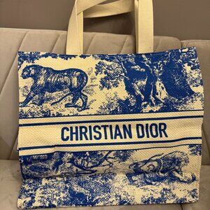 NEW CHRISTIAN DIOR DIORIVIERA STRAW TOTE BLUE